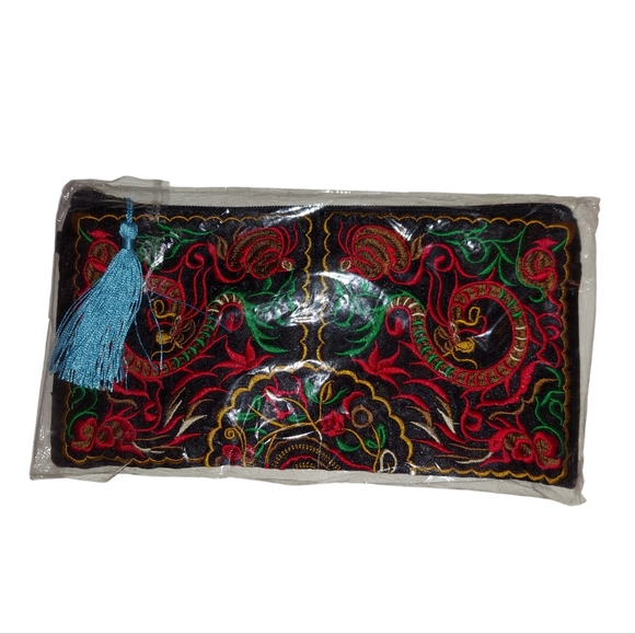 Embroidered Handbag Clutch with Tassel - Picture 2 of 4